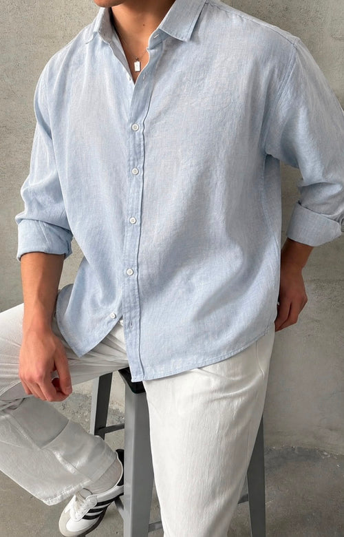 Light Blue Irish Linen Shirt
