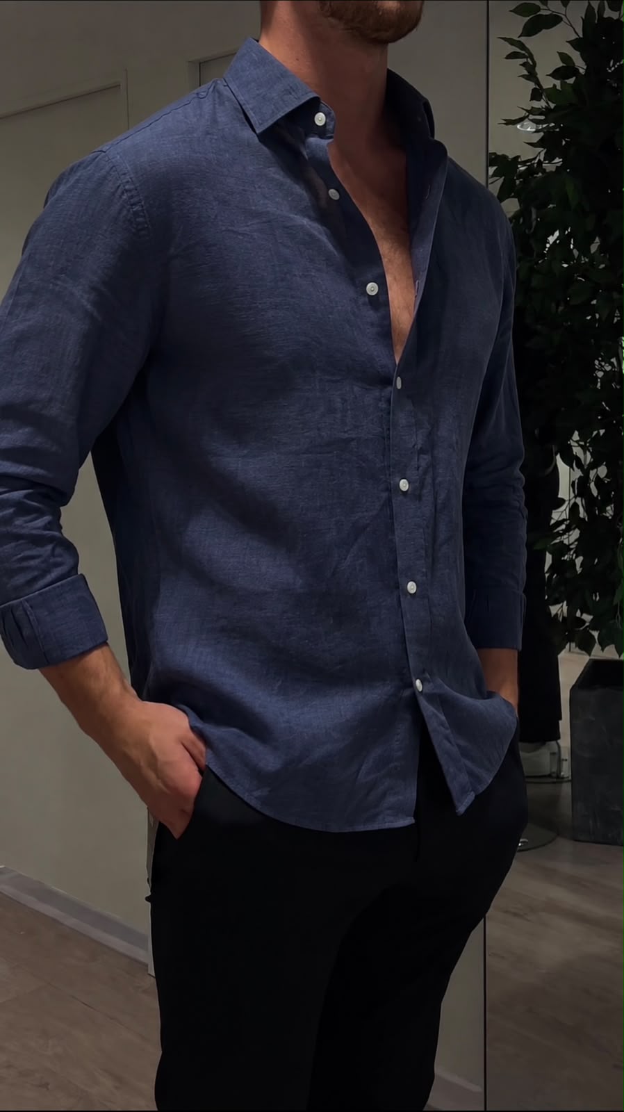 Midnight Blue Irish Linen Shirt
