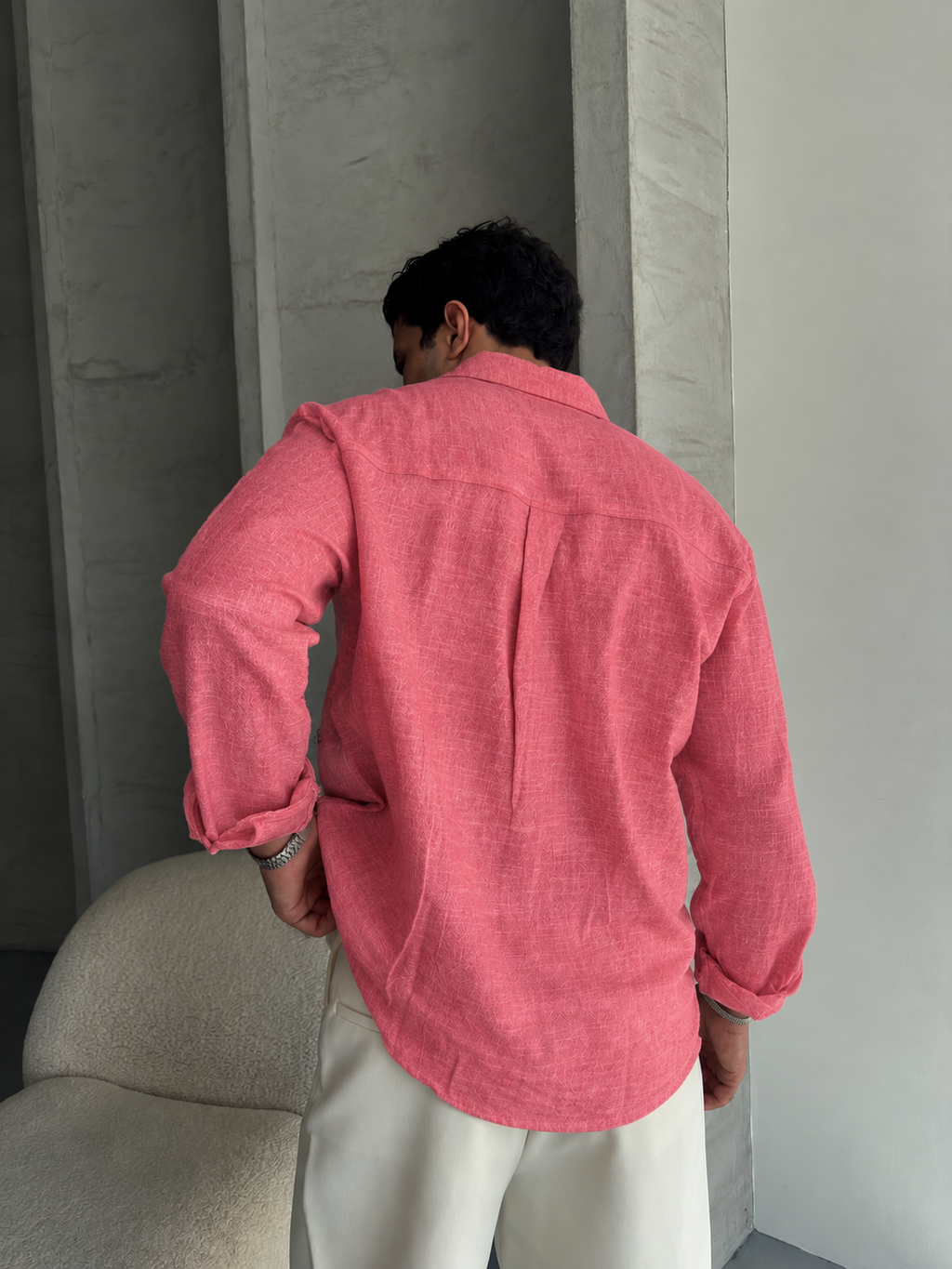 Coral Pink Chambray Shirt