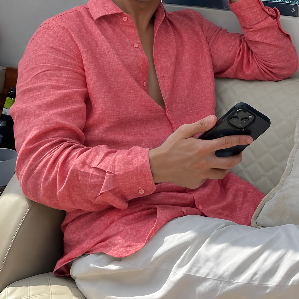 Coral Pink Chambray Shirt