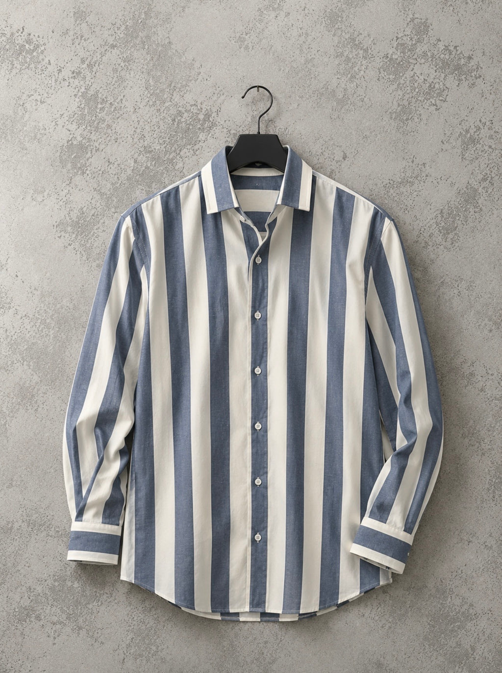 Men’s Blue & White Vertical Stripe Premium Shirt