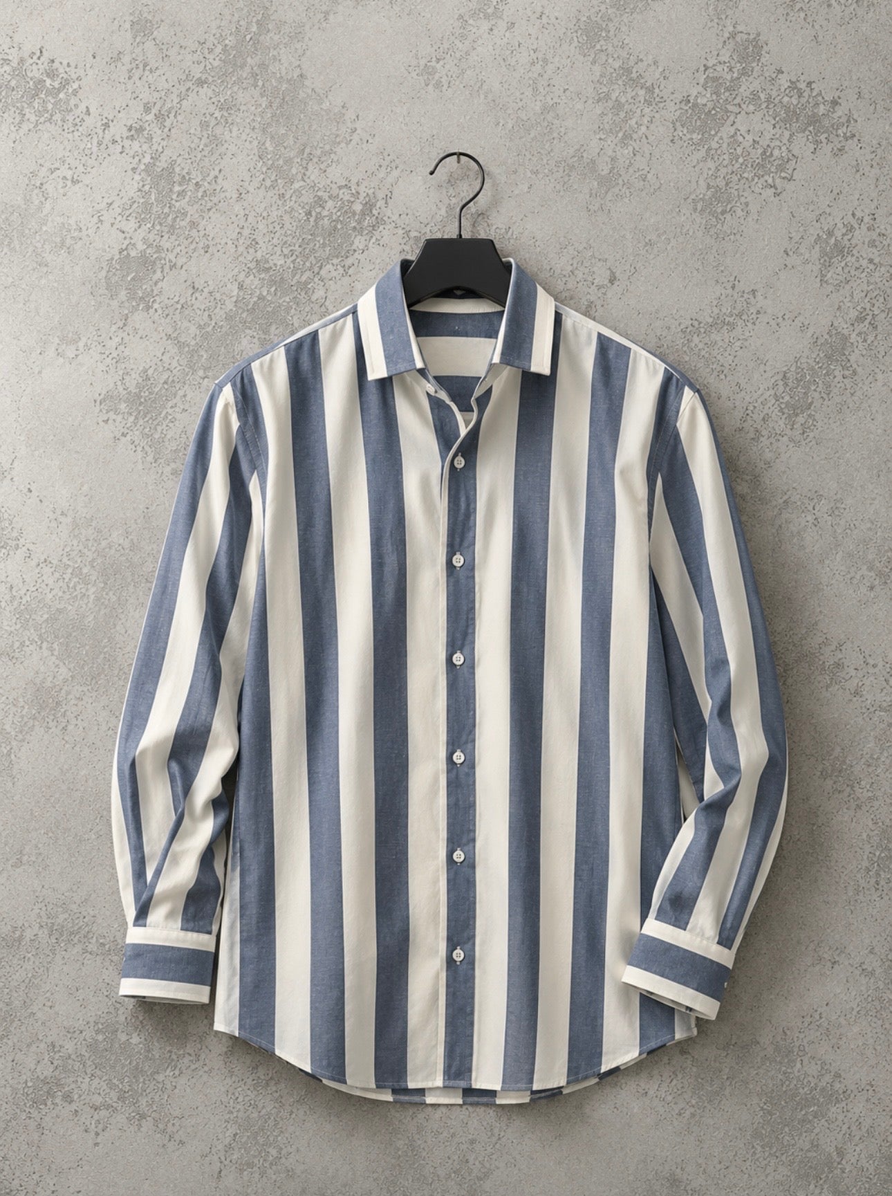 Men’s Blue & White Vertical Stripe Premium Shirt